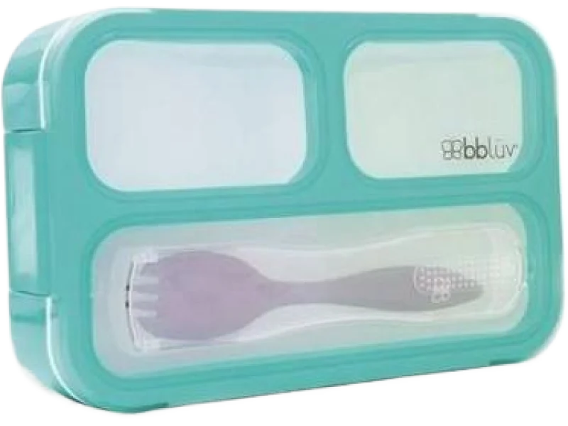 BBluv Lunchbox z widelcem Bento niebieski 3m+, sprzęt medyczny