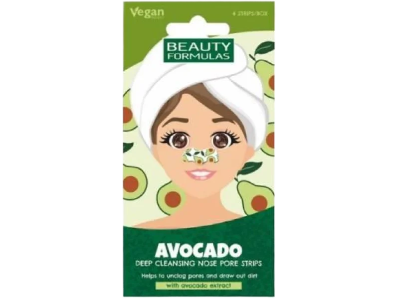 BEAUTY FORMULAS Głęboko oczyszczające paski na nos Awokado, plastry