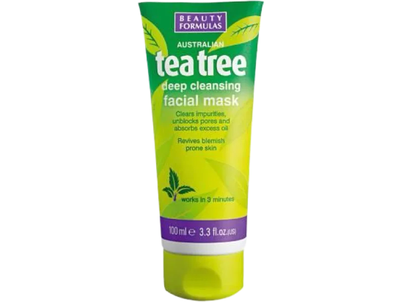 Beauty Formulas Tea Tree Deep Cleansing Facial Mask Oczyszczająca maska glinkowa do twarzy