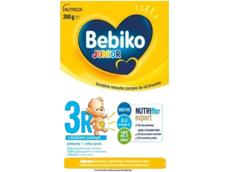 Bebiko Junior 3R NUTRIflor Expert odżywcza formuła na bazie mleka z kleikiem ryżowym, proszek