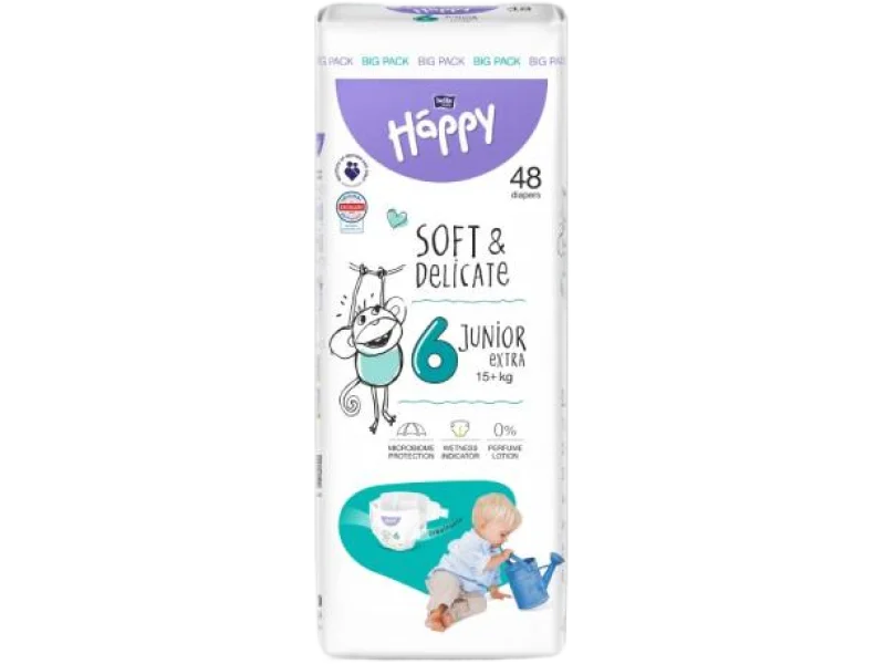 Bella Baby Happy Soft & Delicate Junior Extra 6 Pieluszki 15+kg, środki chłonne