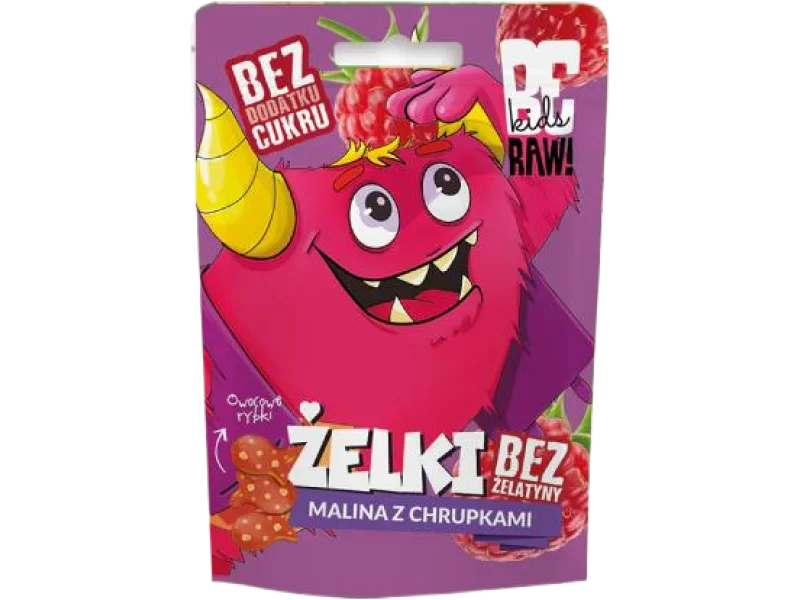 BeRAW Kids Żelki Malina z chrupkami, żelki