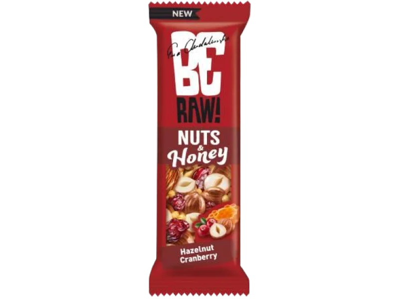 BeRaw Nuts&Honey baton żurawinowo – miodowy z orzechami laskowymi