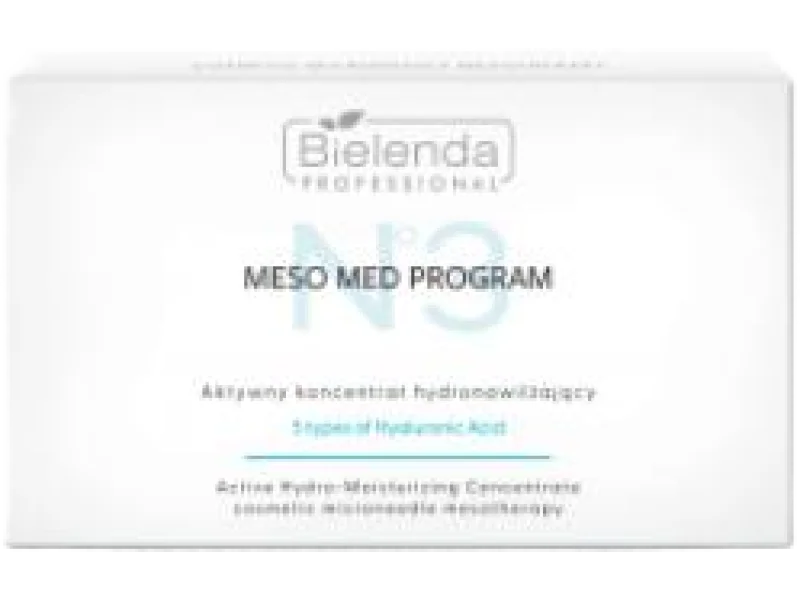 BIELENDA PROFESSIONAL Meso Med Program Aktywny koncentrat hydronawilżający z 5 formami kwasu hialuronowego, ampułki