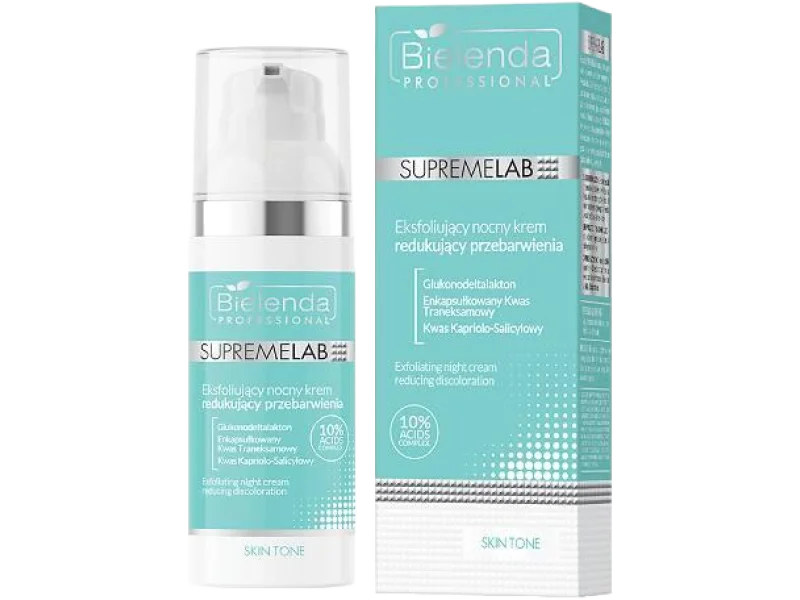 Bielenda Professional Supremelab Skin Tone Eksfoliujący nocny krem redukujący przebarwienia