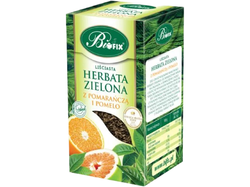 BiFix Herbata zielona liściasta z pomarańczą i pomelo, zioła do zaparzania