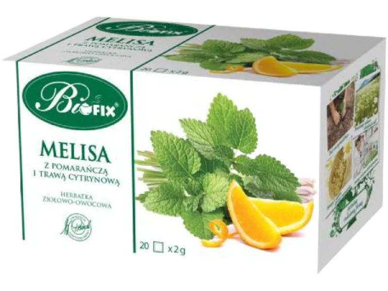 BiFix Herbatka ziołowo-owocowa Melisa z pomarańczą i trawą cytrynową, saszetki