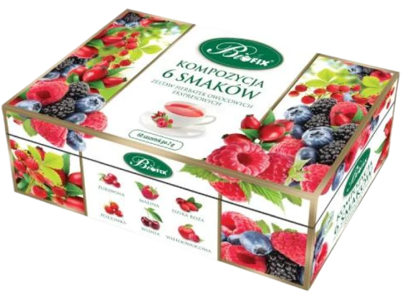 BiFix Kompozycja 6 smaków Zestaw herbatek owocowych ekspresowych, saszetki