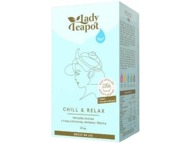 BiFix Lady Teapot Chill&Relax Herbatka ziołowa z trawą cytrynową, werbeną i Matchą, zioła do zaparzania