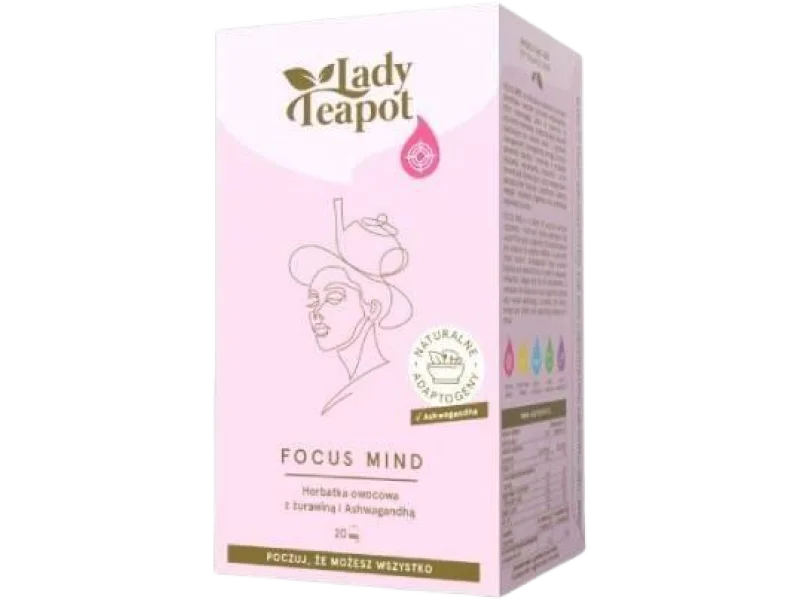 BiFix Lady Teapot Focus Mind Herbatka owocowa z żurawiną i Ashwagandhą, saszetki