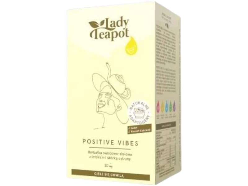 BiFix Lady Teapot Positive Vibes Herbatka owocowo-ziołowa z imbirem i skórką cytryny, saszetki