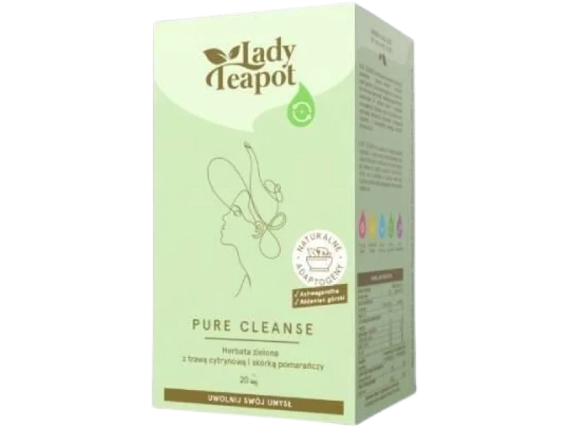 BiFix Lady Teapot Pure Cleanse Herbata zielona z trawą cytrynową i skórką pomarańczy, zioła do zaparzania