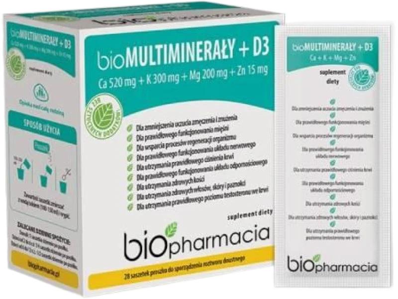 BIOFARMACJA bio Multiminerały + D3, proszek do sporządzania roztworu doustnego