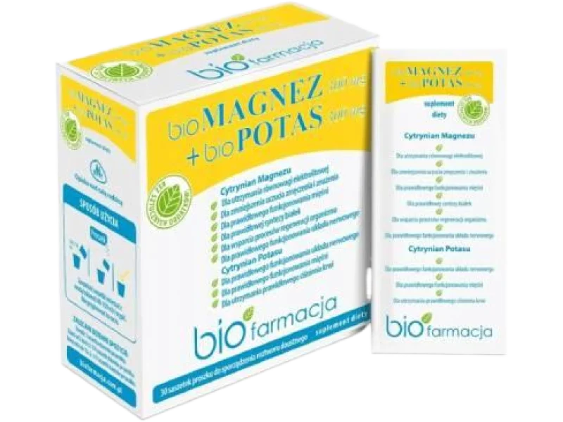 BIOFARMACJA bioMagnez+ bioPotas, proszek do sporządzania roztworu doustnego