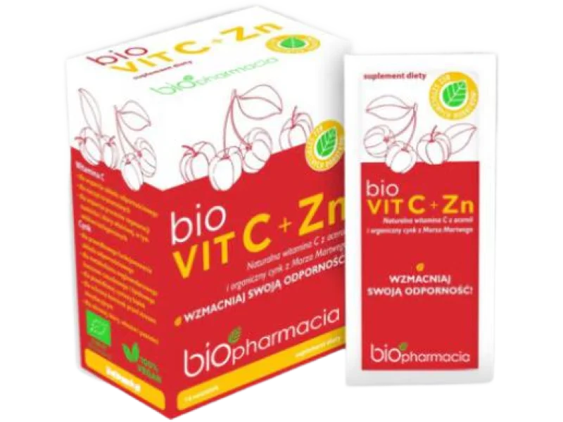 BIOPHARMACIA Bio VIT C + Zn Naturalna Witamina C i Organiczny cynk, saszetki