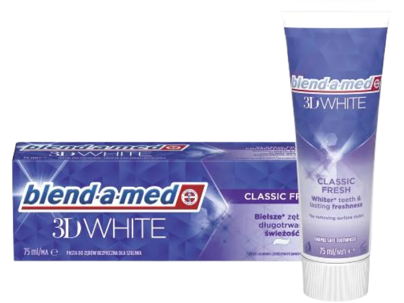 BLEND-A-MED 3D White Classic Fresh Pasta do zębów wybielająca, pasta do jamy ustnej
