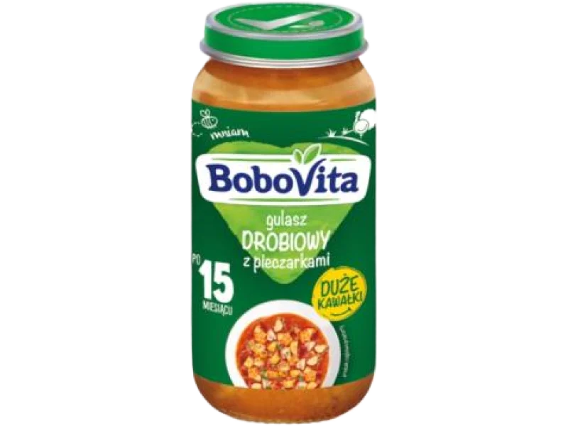 BoboVita Gulasz drobiowy z pieczarkami po 15 miesiącu, 0,17 g/100 g