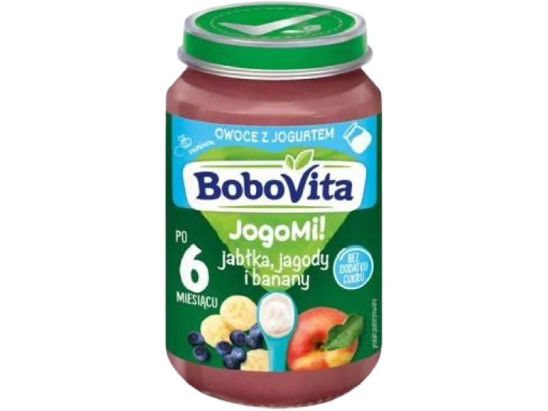 BOBOVITA JogoMi! Owoce z jogurtem jabłka, jagody i banany po 6. miesiącu