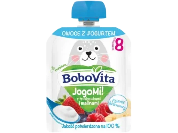 Zdjęcie produktu BoboVita JogoMi! Owoce z jogurtem z truskawkami i malinami po 8 miesiącu, płyn