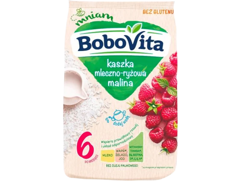 BoboVita Kaszka mleczno-ryżowa malina, proszek