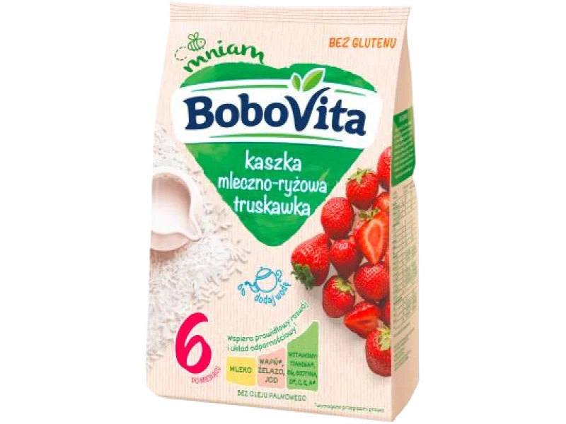 BoboVita Kaszka mleczno-ryżowa truskawka, proszek