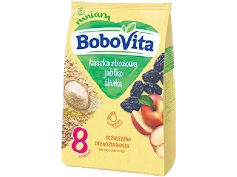 BoboVita Kaszka zbożowa jabłko śliwka, proszek, 0,77 mg/100 g
