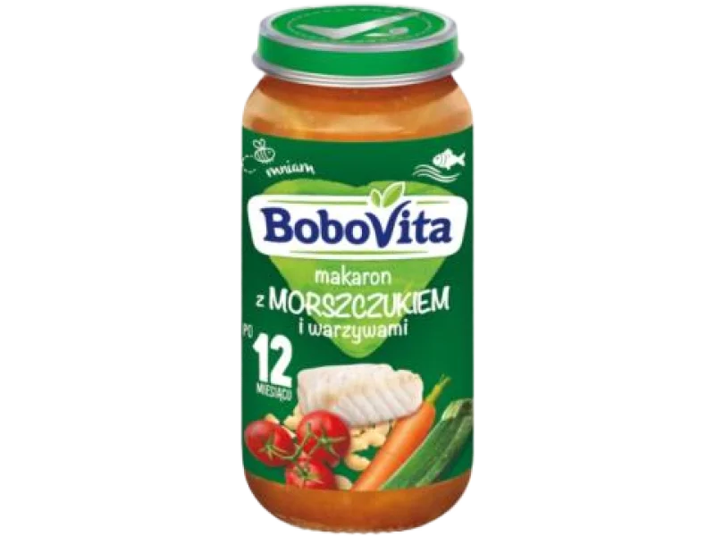 BoboVita Makaron z morszczukiem i warzywami po 12. miesiącu, produkt sypki, 0.13 g/100 g
