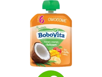 BoboVita Mus banan z mango i mleko kokosowe, 20 mg/100 g