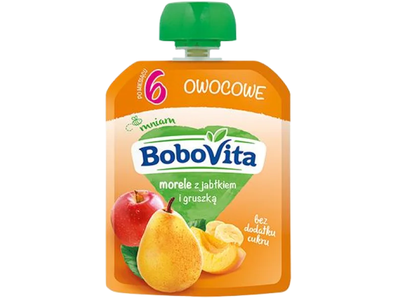 BoboVita Mus morele z jabłkiem i gruszką, 20 mg/100 g