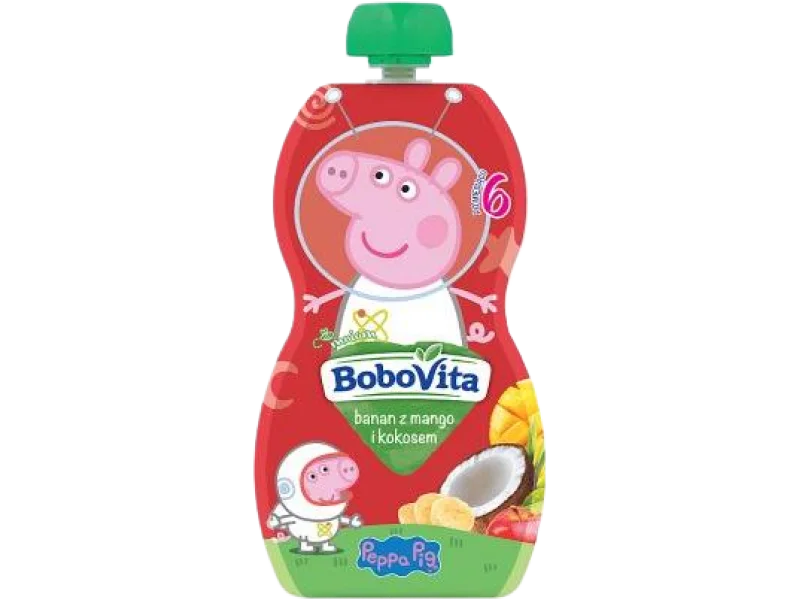 BOBOVITA Peppa Pig banan z mango i musem kokosowym, 20 mg/100 g