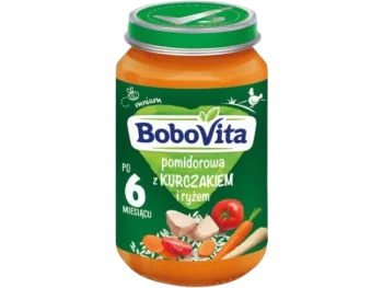 Zdjęcie produktu BoboVita pomidorowa z kurczakiem i ryżem po 6 miesiącu życia, zupa