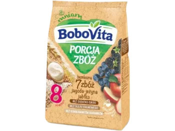 Zdjęcie produktu BOBOVITA Porcja Zbóż Kaszka bezmleczna 7 zbóż jagoda-jeżyna, jabłko po 8. miesiącu, proszek
