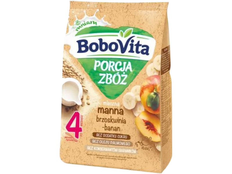 BoboVita Porcja Zbóż Kaszka mleczna manna bananowo-brzoskwiniowa, proszek