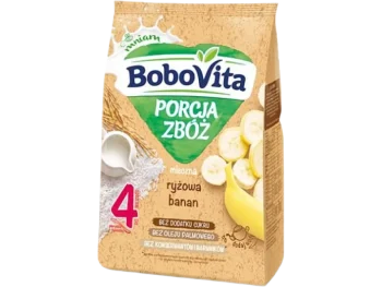 Zdjęcie produktu BoboVita Porcja Zbóż Mleczna kaszka ryżowa z bananem 4m+, proszek