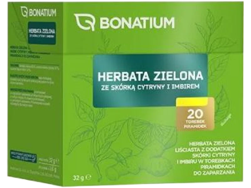 Bonatium Herbata zielona ze skórką cytryny i imbirem, zioła do zaparzania