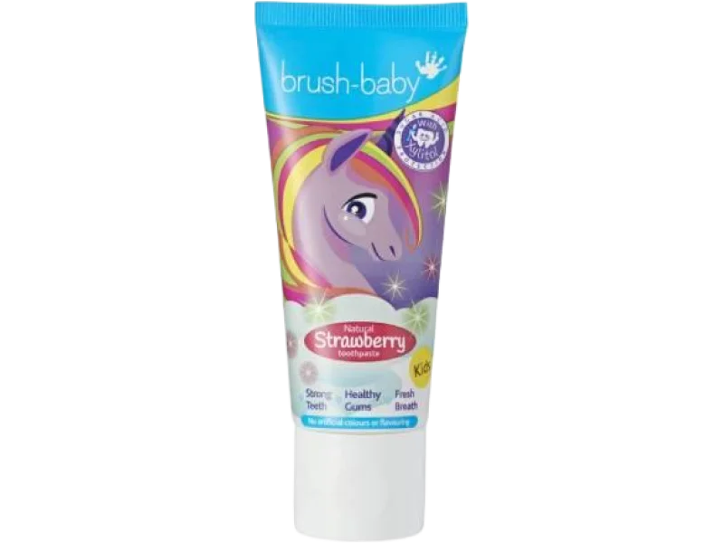 BRUSHBABY Pasta do mycia zębów dla dzieci w wieku 3+ lat Truskawka, pasta do jamy ustnej