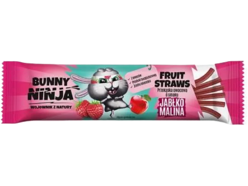 BUNNY NINJA Fruit Straws Przekąska owocowa – pałeczki o smaku jabłko-malina