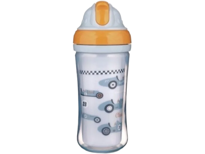 CANPOL BABIES Bidon składana rurka szare auta, pojemnik