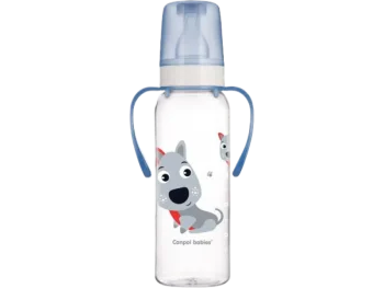 Zdjęcie produktu CANPOL BABIES Cute Animals Butelka wąska z uchwytem niebieski pies, sprzęt medyczny