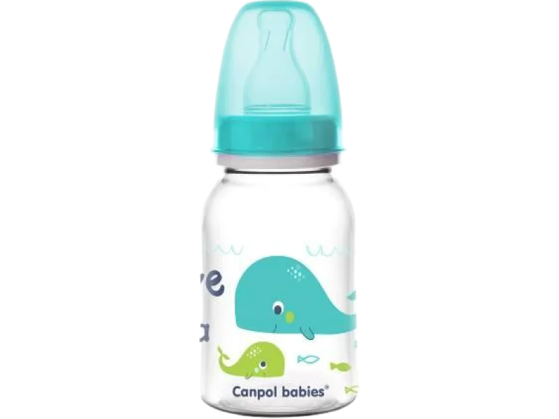 CANPOL BABIES LOVE & SEA Butelka wąska 0m+ – turkusowa, sprzęt medyczny