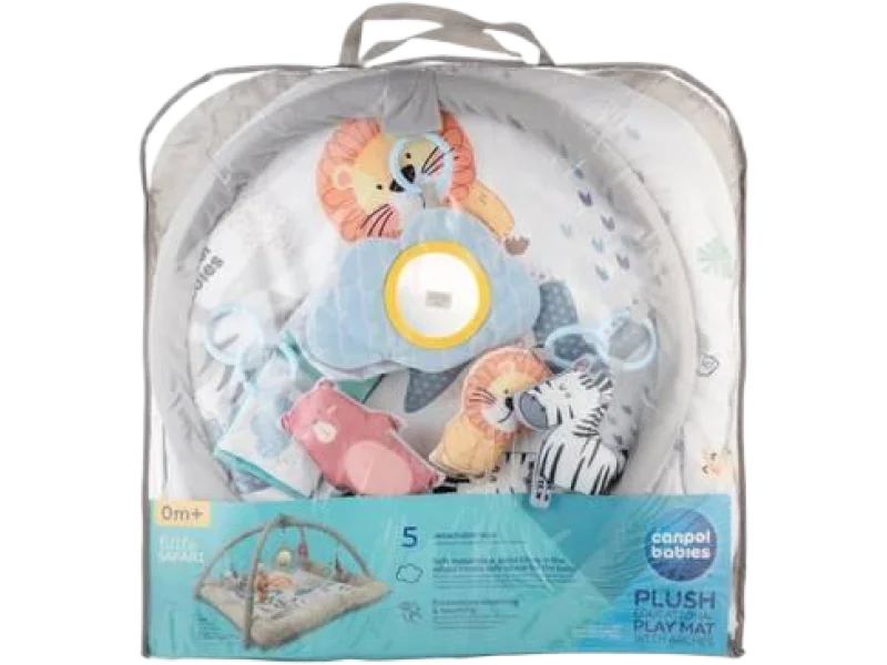 Canpol Babies Pluszowa mata edukacyjna z pałąkami dla dzieci 0m+ Safari, sprzęt medyczny