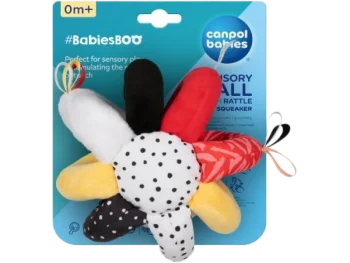 Zdjęcie produktu CANPOL BABIES Sensoryczna piłka z grzechotką i piszczkiem BabiesBoo, zabawka sensoryczna