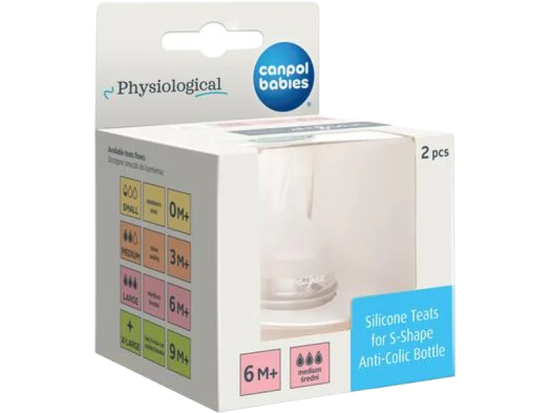 CANPOL BABIES smoczek silikonowy do butelki S-Shape L (średni) 6m+, sprzęt medyczny