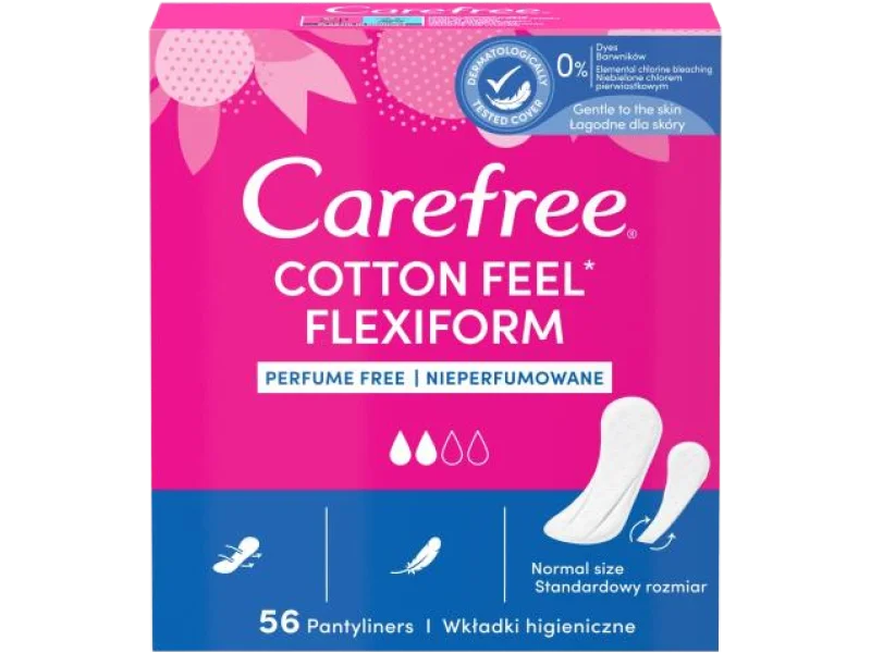 CAREFREE Cotton Feel Flexiform Wkładki higieniczne bezzapachowe, środki chłonne