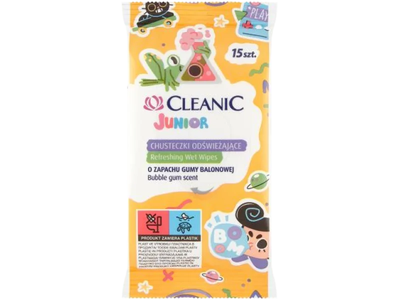CLEANIC Junior Chusteczki odświeżające z płynem antybakteryjnym
