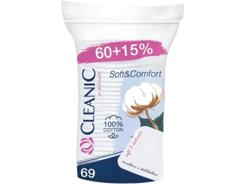 CLEANIC Soft & Comfort Płatki kosmetyczne kwadratowe