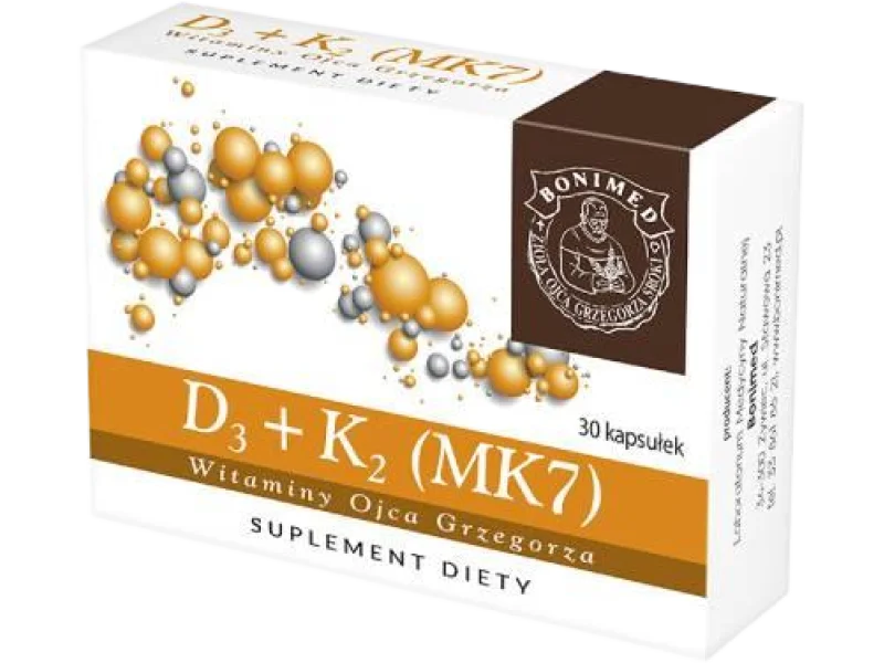 D3 + K2 (MK7) Witaminy Ojca Grzegorza, kapsułki