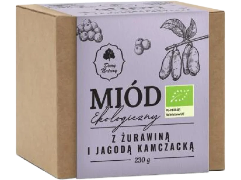 DARY NATURY Miód z żurawiną i jagodą kamczacką Eko