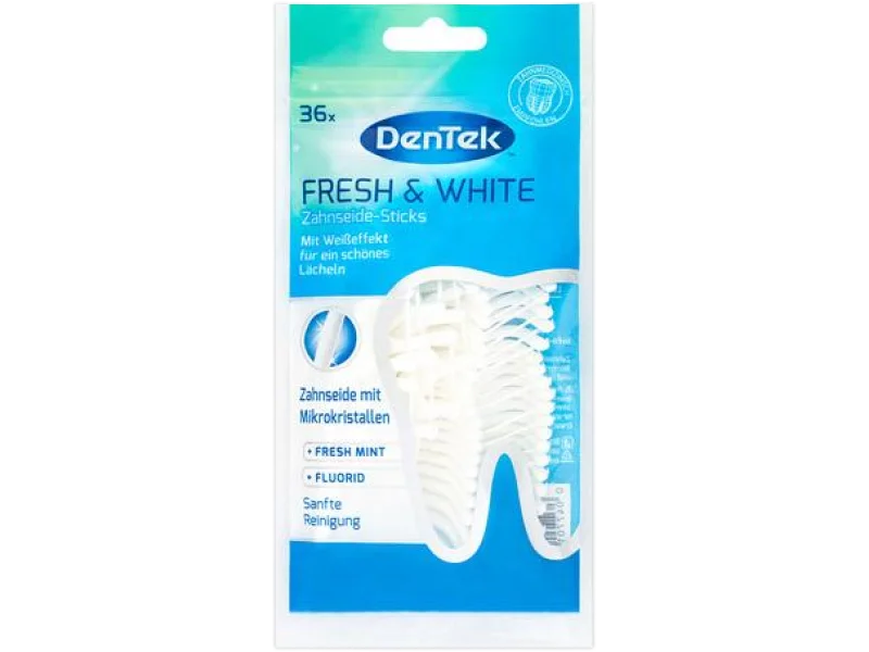 DENTEK Wykałaczki z nicią dentystyczną Fresh&White, sprzęt medyczny