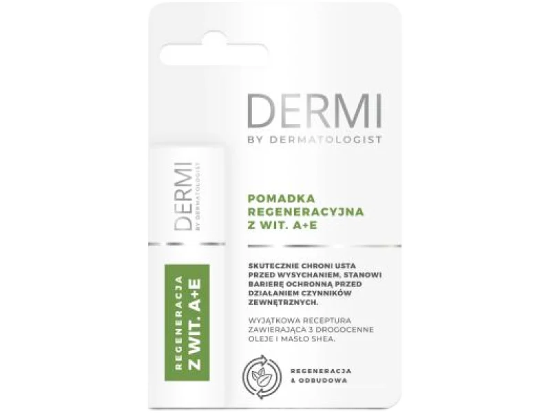DERMI Pomadka regeneracyjna do ust z witaminami A+E